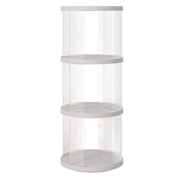 360° Rotating Bookshelf, Small Corner Bookcase, 3 Tier Floor Standing Organizer, Round - Cream White