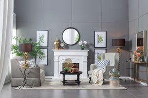 Round Hand Carved Rose Antique Mirror Frame, Wall Mirror For Live Space