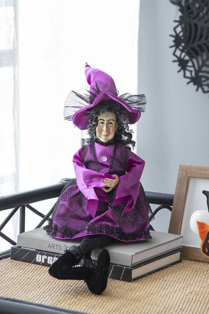 Halloween Witch Decor (Set of 3) - Black / Orange / Purple