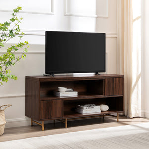 Contemporary Fluted Door Expandable TV Stand For TVs Up To 56" - Dark Walnut