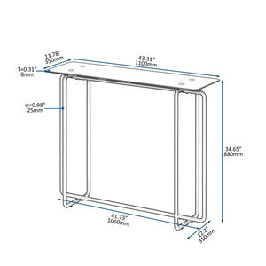 Console Table Single Layer Tempered Glass Rectangular Porch Table Black Leg Double Tempered Glass Tea Table