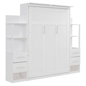 Murphy Wall Bed With Shelves, Drawers And LED Lights