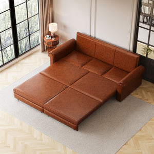 Pull Out Sofa Bed 3 In 1 Velvet Convertible Sleeper Sofa With Nailhead Trim & Rolled Arm, Multi Functional