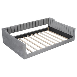Full Long Size Upholstery Daybed And Side Storage Pocket - Gray