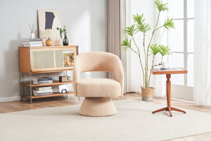Round Barrel Accent Chair Armchair With Smooth Swivel Base