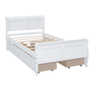 Platform Bed Frame Mattress Foundation Sleigh Bed With Headboard / Footboard / Wood Slat Suppor
