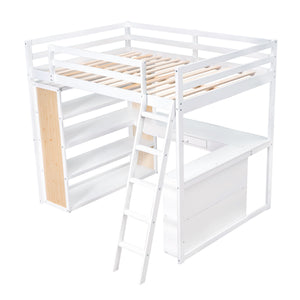 Loft Bed With Ladder, Shelves, And Desk