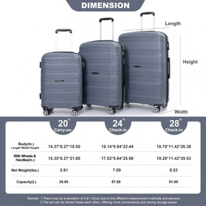 3 Piece Set Hardshell Suitcase Spinner Wheels