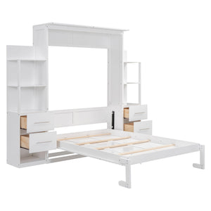 Murphy Wall Bed With Shelves, Drawers And LED Lights