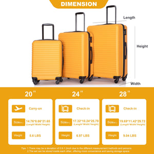 3 Piece Luggage Sets Lightweight Suitcase With Two Hooks, Spinner Wheels, Tsa Lock