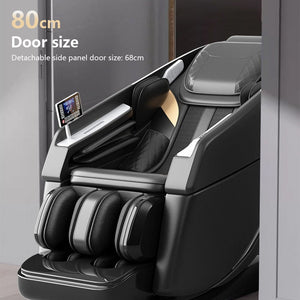 4D Massage Chair, Full Body Recliner Zero Gravity With Sl Track, Wireless Charging, Automatic Body Scan, Human Touch, Heating - Bluetooth, Foot Rollers, Airbags & Extendable Footrest - Black