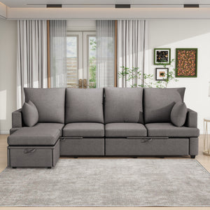 Modern Modular Sofa, 6 Seat Chenile Sectional Couch Set With 2 Pilows Included, Freely Combinable