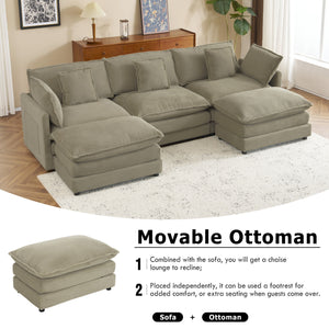 Modern Modular Sectional Sofa With Side Storage Pockets For Living Room