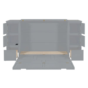 Murphy Bed With Drawers, Cabinets, And USB Ports