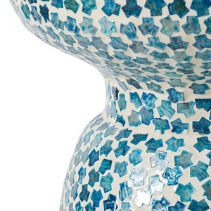 Capiz - Garden Stool Small Side Tabel, Accent Round End Table - Blue