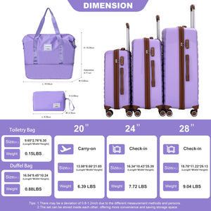 5 Piece Set Hardshell Carry On Luggage Set With Tsa Lock