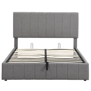 Elegant Upholstered Platform Bed With Hydraulic Storage System