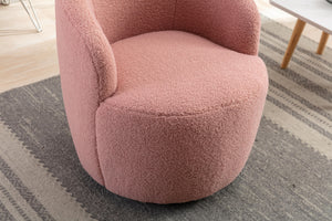 Teddy Fabric Swivel Accent Armchair Barrel Chair With Powder Coating Metal Ring