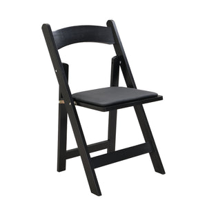 Solid Wood Upholstered Folding Chair Set, Space - Saving, Easy To Carry, Cushion, Dining Room (Set of 4) - Black