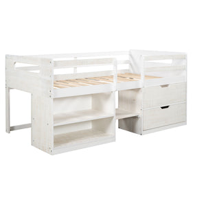 Loft Bed With Two Shelves And Two Drawers