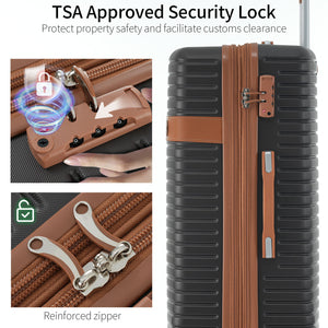 4 Piece Luggage Set Suitcase Set, Abs Hard Shell Lightweight Expandable Travel Luggage With 4 Packing Cubes, Tsa Lock, Spinner Wheels (16 / 20 / 24 / 28) - Coffee