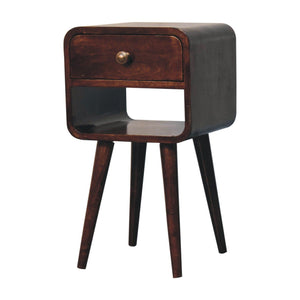 Mini California Curved Nightstand Wth Lower Slot