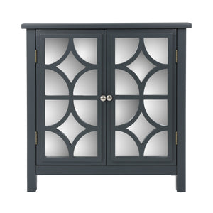 Firwood Mirror Finished Double Door Cabinet - Charcoal Gray