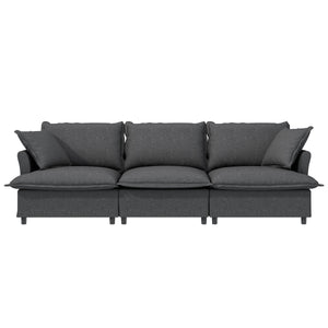 3 Seat Sofa Module For Modular Sectional Wide Seat Cloud Couch With Throw Pillows Upholstered