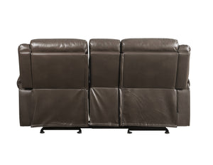 Lydia - Leather Aire Motion Loveseat With USB Console - Brown
