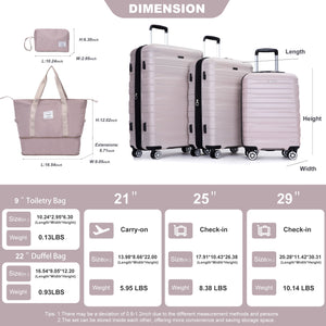 Luggage Set Of 5 Pieces, Expandable Hard Pc Luggage Set With Tsa Lock For Rotating Wheels