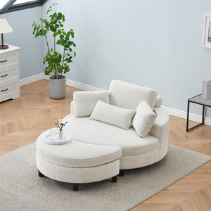 Corduroy Sofa With Two Throw Pillows And A Waist Pillow With An Extra Tray For Comfortable Seating In Small Apartment Bedrooms