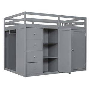 Loft Bed With Built In Wardrobes, Cabinets And Drawers