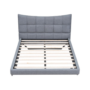 Full Size Upholstered Platform Bed With LED Lights, USB Ports And Outlets - Gray