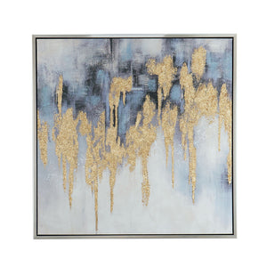 Modern Oil Painting, Square Framed Wall Art For Living Room Dining Room Office - Multicolor