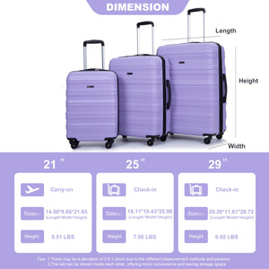 Expandable 3 Piece Luggage Sets Lightweight & Durable Suitcase, Spinner Wheels, Tsa Lock