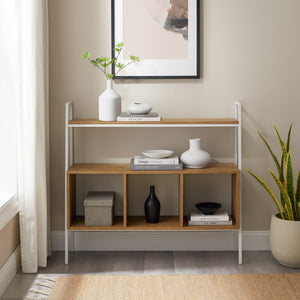 Modern Industrial 3 Cubby Storage Console - English Oak