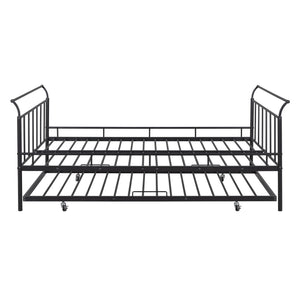 Metal Daybed With Curved Handle Design And Trundle