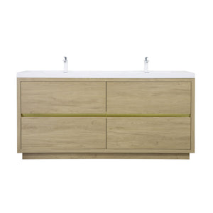 Bathin Freestanding Bathroom Vanity With Double Sinks, Bathroom Storage Vanity Cabinet With Stone Resin Countertop And Soft Close Drawers - Natural Oak
