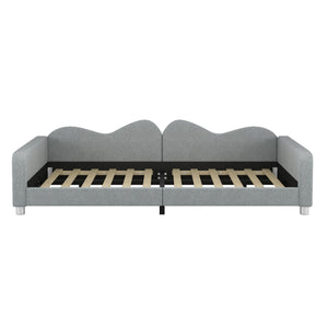 Upholstered Daybed, Sherpa Fabric Sofabed With Cloud-Shaped Backrest