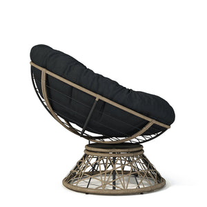 Ergonomic Wicker Chair With Cloud Thick Density Cushion, 3 Proof Cover High Capacity Iron Frame Fluid 360° Swivel