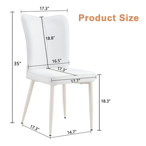 Style Minimalist Dining Chairs With 2 White Sponge Seats And Metal Legs, With 1 Chair Serving Multiple Purposes - Milky White