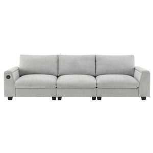 Sectional With Bluetooth Speaker Comfy Cloud Couch Set With Drop Down Table Cup Holders, USB Charger Storage Armrest Wide Seat Sofa