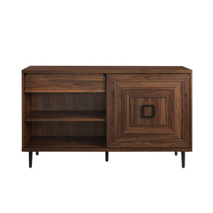 Contemporary Sliding Door Sideboard With Detail - Dark Walnut
