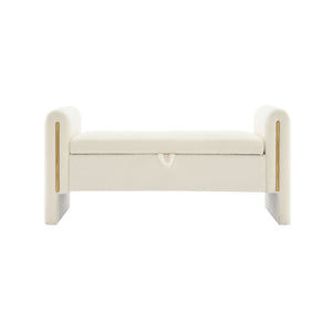 Modern Teddy Upholstered Large Bed End Bench With Arms And Storage