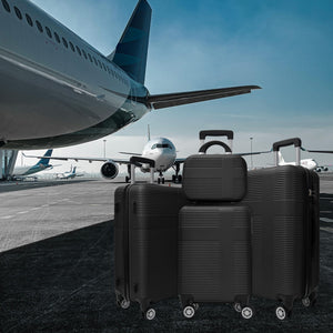Luggage 4 Piece Set With Spinner Wheels, Hardshell Lightweight Suitcase With Tsa Lock, Checked Luggage