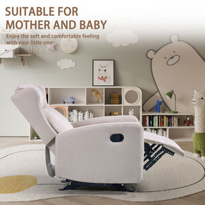 Rocking Recliner Chair For Living Room, Adjustable Modern Recliner Chair, Recliner Sofa With Lumbar Support, Classic And Traditional Recliner Chair With Comfortable Arm And Back Sofa - Light Gray