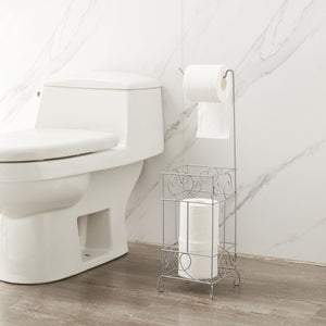 Metal Frame Toilet Paper Holder Stand, Bathroom Tissue Organizer