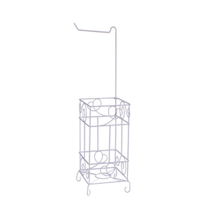 Metal Frame Toilet Paper Holder Stand, Bathroom Tissue Organizer
