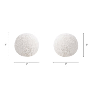 Ayla - Round Sphere Accent Ball Throw Pillow - Curly White