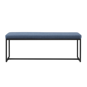 Modern Cushioned Upholstered Entry Bench With Base - Denim